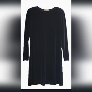 Ronni Nicole Dress Vintage 90s Navy Stretch Velvet Long Sleeve